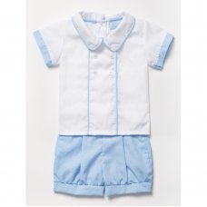 A03218:  Baby Boys Shirt With Buttons & Short Outfit (0-9 Months)