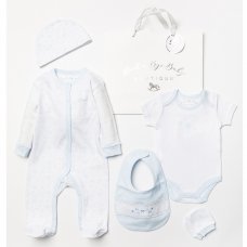 A24403: Baby Boys Stars 6 Piece Mesh Bag Gift Set (NB-6 Months)