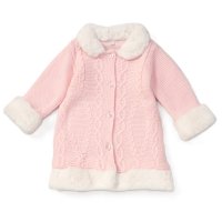 A24450: Baby Girls Lined Fur Trim Knitted Coat  (3-24 Months)