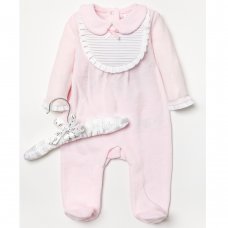 A24480: Baby Girls Velour All In One On A Satin Padded Hanger (0-9 Months)