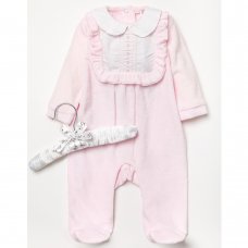 A24482: Baby Girls Velour All In One On A Satin Padded Hanger (0-9 Months)