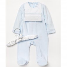 A24498: Baby Boys Velour All In One On A Satin Padded Hanger (0-9 Months)