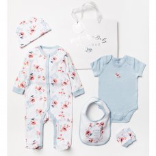 A24704: Baby Girls Floral 6 Piece Mesh Bag Gift Set (NB-6 Months)