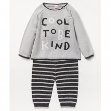 A24738: Baby Grey Knitted 2 Piece Outfit (0-12 Months)