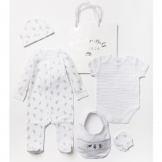 A24796: Baby Unisex Elephant 6 Piece Mesh Bag Gift Set (NB-6 Months)