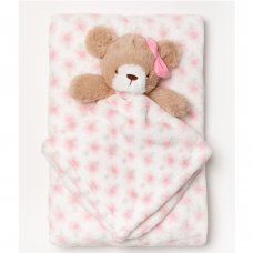 A24809: Baby Girls Bear Comforter & Blanket