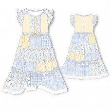 B03321: Girls Printed Panelled Dress (3-11 Years)