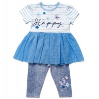 B03443: Baby Girls Happy Tutu Dress & Leggings Outfit (3-24 Months)