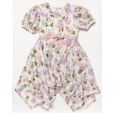 B03477: Girls Floral Handkerchief Hem Dress (3-11 Years)