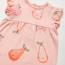 B03556: Baby Girls Fruit Print Romper With Shoes (0-9 Months)