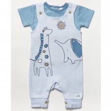 B03559: Baby Boys Organic Cotton Dungaree & T-Shirt Outfit (0-18 Months)