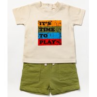 B03566:  Boys Time To Play Top & Short Outfit (6 Months - 3 Years)