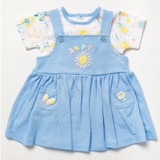 B03658: Baby Girls Organic Cotton Dress & T-Shirt Outfit (0-18 Months)