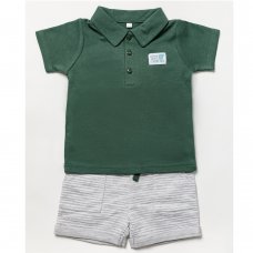 B03662:  Boys Climbing Trees Polo Top & Short Outfit (6 Months - 3 Years)