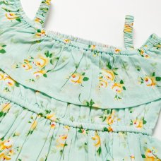 B03775: Girls Floral Print Bardot Dress With Pockets (3-11 Years)