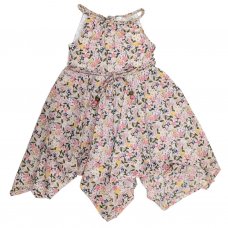 B03780: Girls Floral Print Handkerchief Hem Dress (3-11 Years)