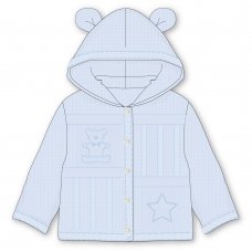 B03800: Baby Sky Cotton Knit Bear Hooded Cardigan (0-12 Months)