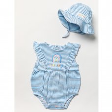 B03801: Baby Girls Organic Romper & Sun Hat (NB-6 Months)
