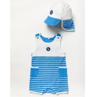 B03921: Baby Boys Terry Romper & Sun Hat (0-12 Months)