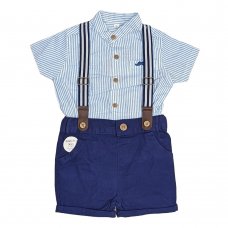 B03928: Baby Boys Grandad Shirt & Chino Short With Braces Outfit (3-18 Months)