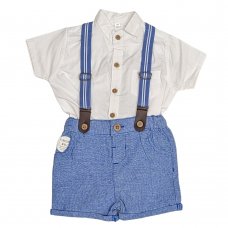 B03929: Baby Boys Grandad Shirt & Chino Short With Braces Outfit (3-18 Months)