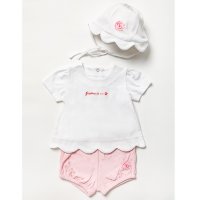 B03959:  Baby Girls Jersey T-Shirt, Terry Short & Hat Outfit  (0-12 Months)
