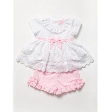 B03979A:  Baby Girls BA Tiered Top & Short Set (0-9 Months)
