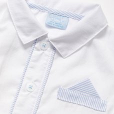 B03985A:  Baby Boys Shirt With Mock Pocket Square & Stripe Short Outfit (0-9 Months)