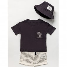 B04022: Baby Boys T-Shirt, Short & Bucket Hat Outfit  (3-24 Months)