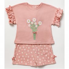 B04049: Baby Girls Daisy Printed Top & Short (6-24 Months)
