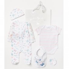 D06160: Baby Girls Butterfly 6 Piece Mesh Bag Gift Set (NB-6 Months)