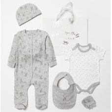 B04281: Baby Unisex Little Bunny  6 Piece Mesh Bag Gift Set (NB-6 Months)