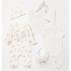 D06166: Baby Unisex Giraffe 6 Piece Mesh Bag Gift Set (NB-6 Months)