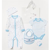 B04285: Baby Boys Little Prince 6 Piece Mesh Bag Gift Set (NB-6 Months)