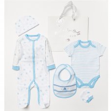 B04285: Baby Boys Little Prince 6 Piece Mesh Bag Gift Set (NB-6 Months)
