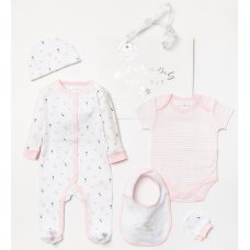 B04290: Baby Girls Safari 6 Piece Mesh Bag Gift Set (NB-6 Months)
