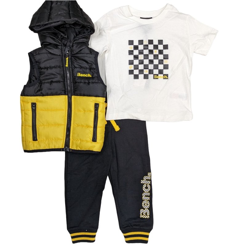 B04372: Boys Bench Gilet, T-Shirt & Jog Pant Outfit (18 Months-4 Years)