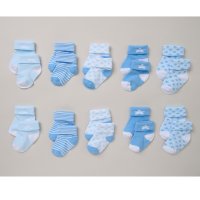 B04566: Baby Boys 10 Pack Stars & Stripes Cotton Rich Ankle Socks (0-12 Months)
