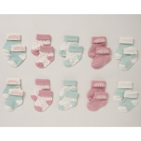 B04569: Baby Girls 10 Pack Rainbow Cotton Rich Ankle Socks (0-12 Months)