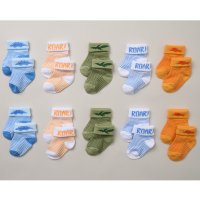 B04570: Baby Boys 10 Pack Dinosaur Cotton Rich Ankle Socks (0-12 Months)