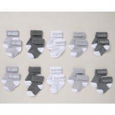B04571: Baby Unisex 10 Pack Kind, Happy & Cute Cotton Rich Ankle Socks (0-12 Months)