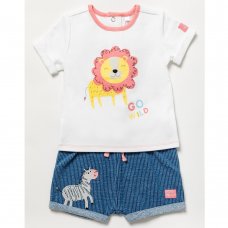 B04599: Baby Girls Chevron Stripe Short & T-Shirt Outfit (3-24Months)