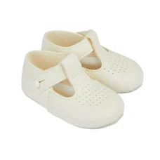 B625: Baby Soft Soled Shoe-Cream (Shoe Sizes: 0-3)