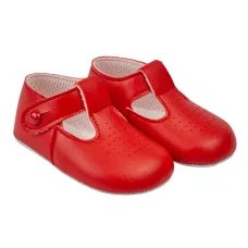 B625: Baby Soft Soled Shoe-Red (Shoe Sizes: 0-4)