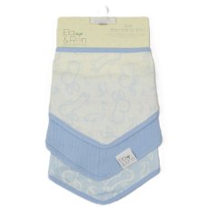 J14022: 3 Pack Muslin Bandanna Bibs- Sky Bunny