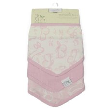 J14024: 3 Pack Muslin Bandanna Bibs- Pink Bunny