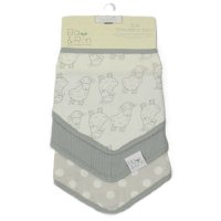 J14026: 3 Pack Muslin Bandanna Bibs- Grey Sheep