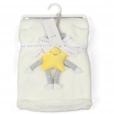 G13037: Baby Yellow Star Rattle & Blanket Set