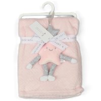 G13040: Baby Pink Star Rattle & Blanket Set