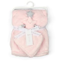 G13046: Baby Pink Star Comforter & Blanket Set
